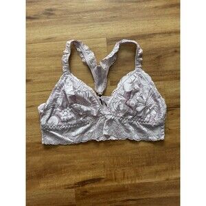 Aerie Floral Lace Lilac Racerback Bralette Size Large Fairy Whimsical